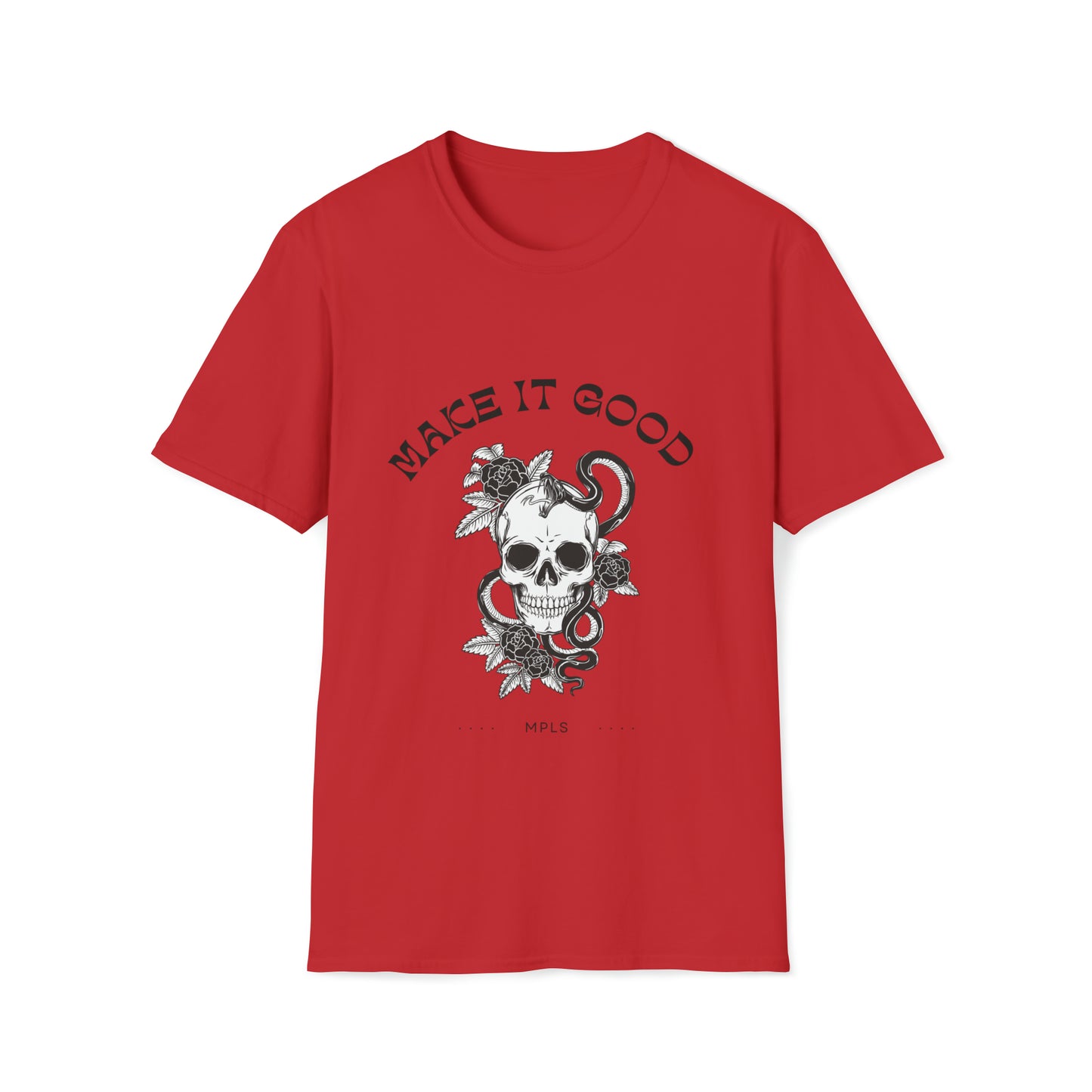 Make It Good Skull, Snake, & Roses Unisex Softstyle T-Shirt