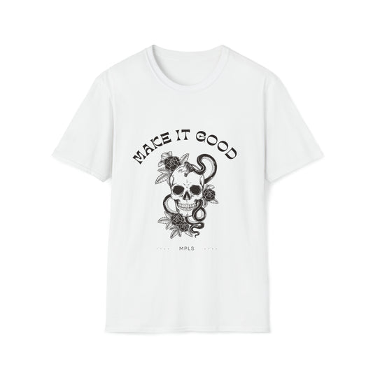 Make It Good Skull, Snake, & Roses Unisex Softstyle T-Shirt