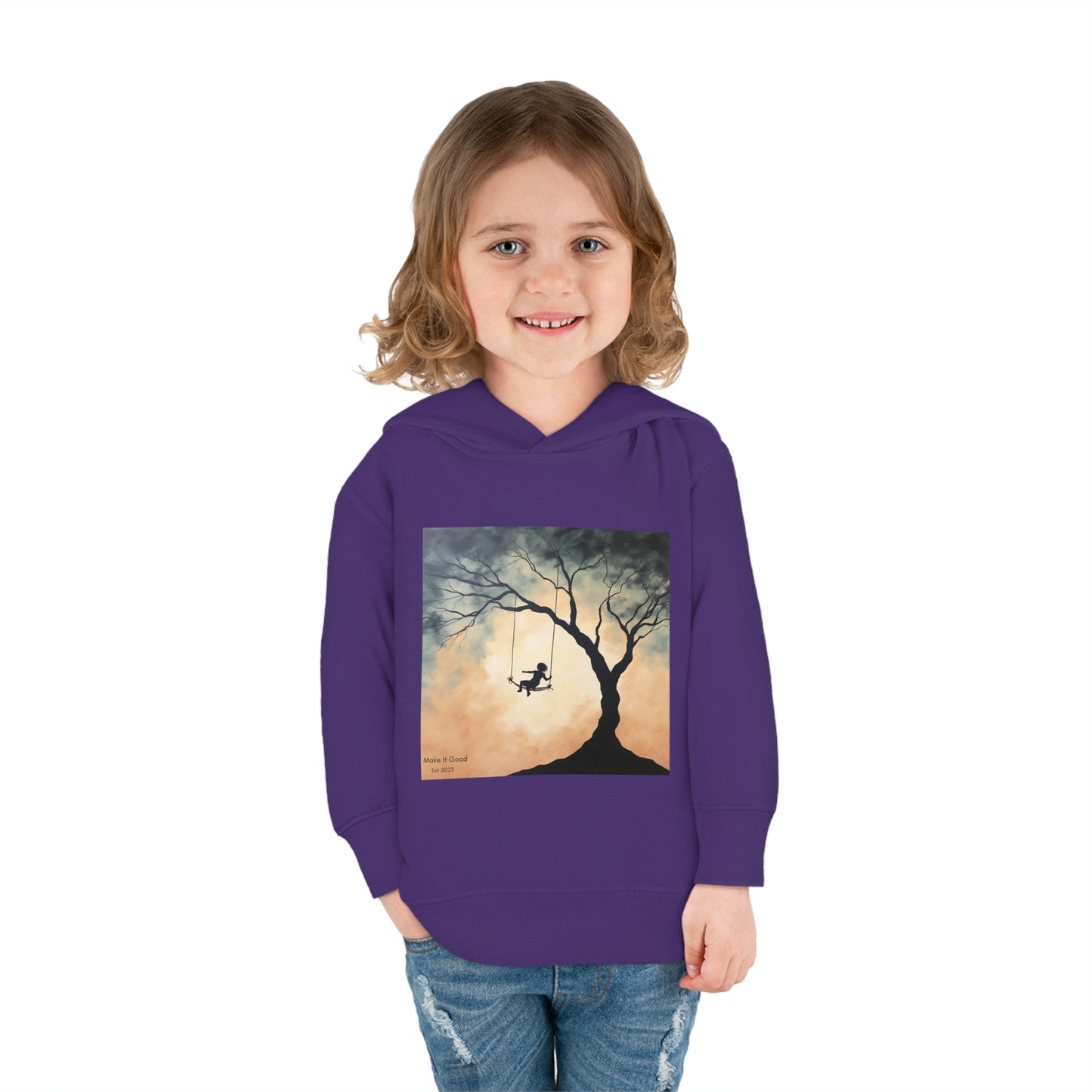 Pastel Swing Silhouette: Toddler's Pullover Fleece Hoodie