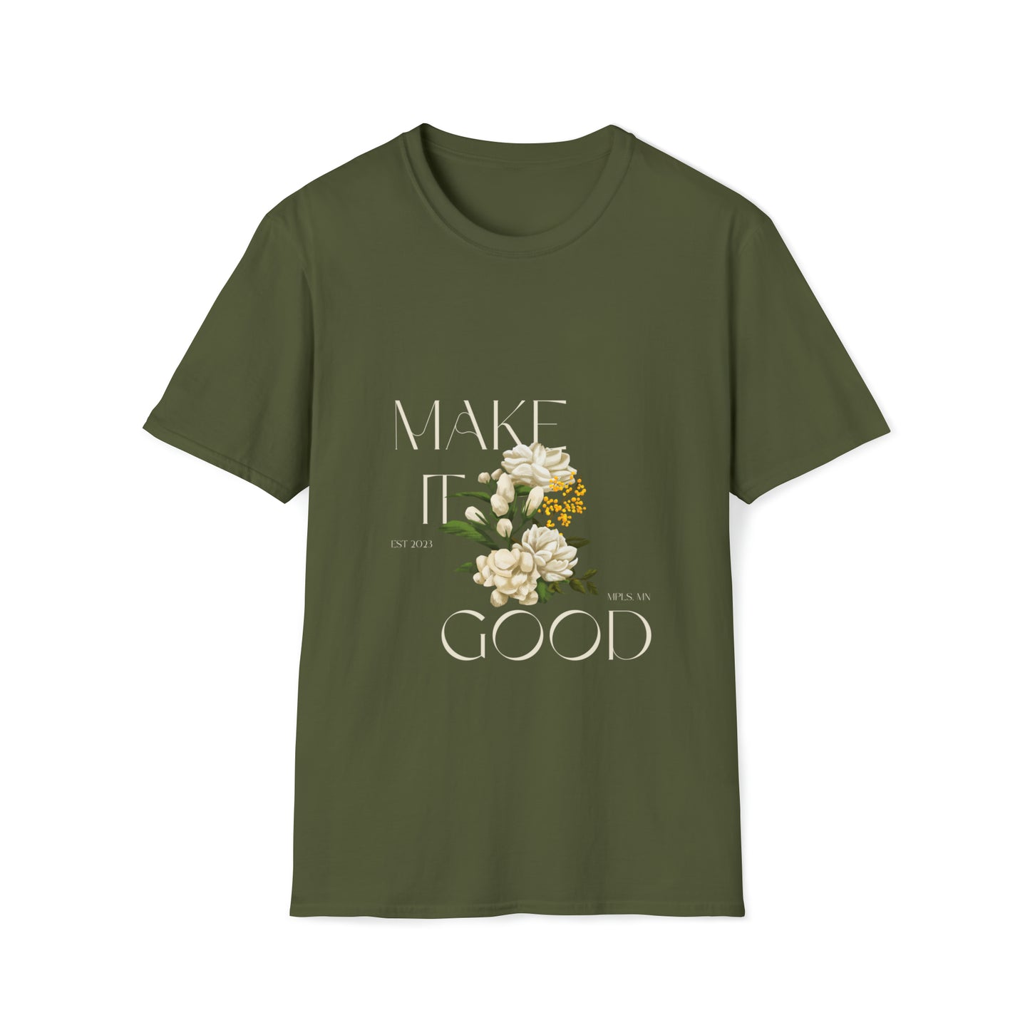 Make It Good Floral Print Unisex Softstyle T-Shirt